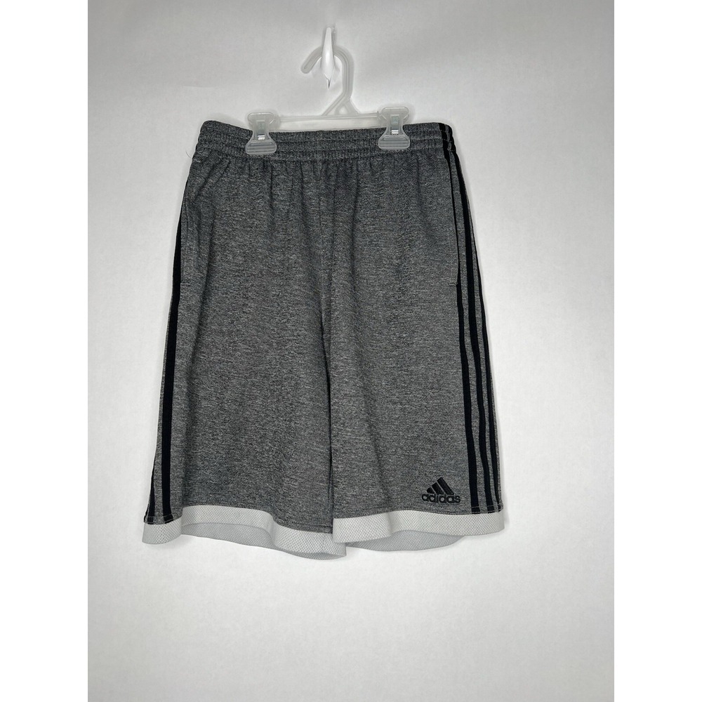 Adidas Youth Boys Athletic Shorts Size XL 18 Gray Heather Drawstring Pockets EUC